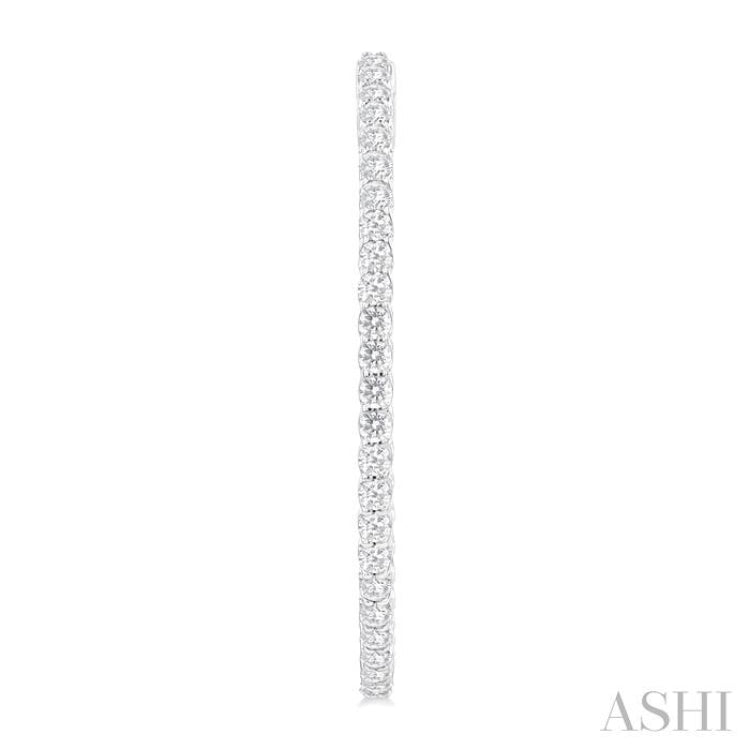 3 Ctw Inside & Outside Round Cut Diamond Hoop Earrings in 14K White Gold