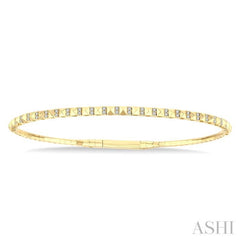 1/5 Ctw Round Cut Diamond Pyramid Flex Bangle in 14K Yellow Gold