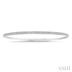 1/4 Ctw Halfway Round Cut Diamond Flex Bangle in 14K White Gold
