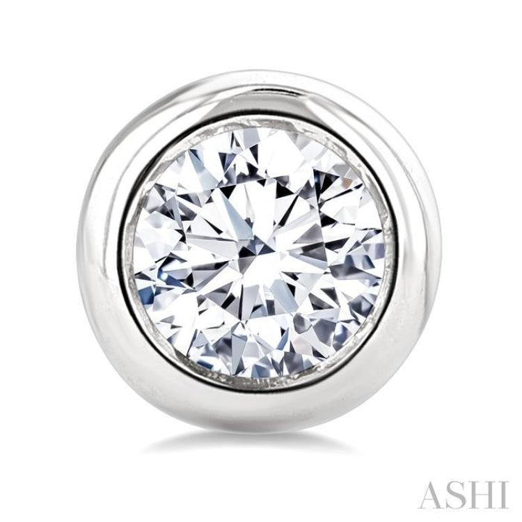 1/2 Ctw Bezel Set Round Cut Diamond Stud Earrings in 14K White Gold