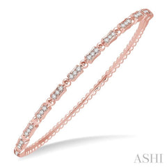 1/2 Ctw Box Link Round Cut Stackable Diamond Bangle in 14K Rose Gold