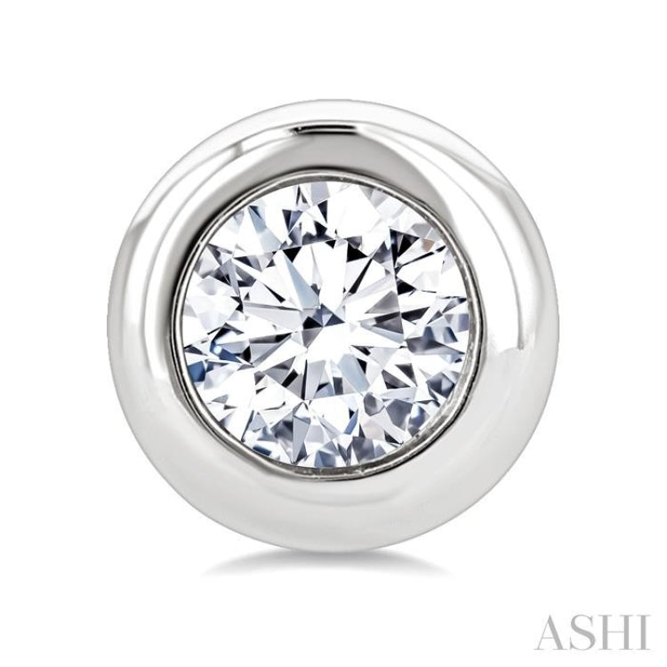 1/5 Ctw Bezel Set Round Cut Diamond Stud Earrings in 14K White Gold