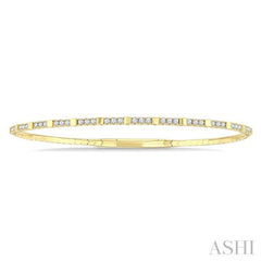 1/2 Ctw Square Motif Halfway Round Cut Diamond Flex Bangle in 14K Yellow Gold