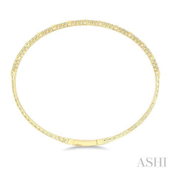 1/2 Ctw Square Motif Halfway Round Cut Diamond Flex Bangle in 14K Yellow Gold