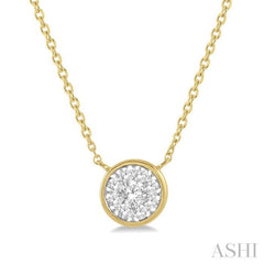 3/4 Ctw Round Shape Lovebright Diamond Pendant With Chain in 14K Yellow and White Gold