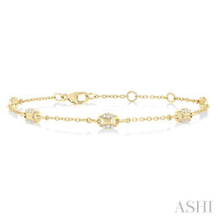 1/5 Ctw Mariner Link Round Cut Diamond Station Bracelet in 14K Yellow Gold