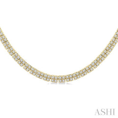 1 Ctw Double Row Round Cut Diamond Necklace in 14K Yellow Gold