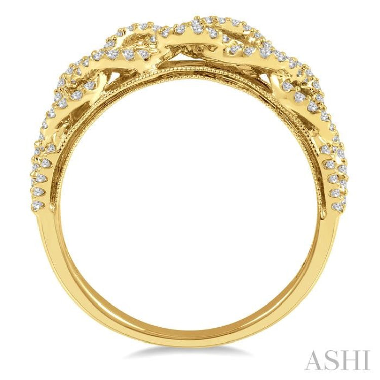1/3 Ctw Lattice Round Cut Diamond Wedding Band in 14K Yellow Gold