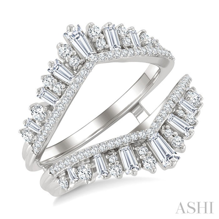 1 Ctw Tiara-Shaped Graduated Baguette and Round Cut Diamond Insert Ring in 14K White Gold
