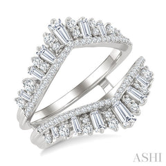 1 Ctw Tiara-Shaped Graduated Baguette and Round Cut Diamond Insert Ring in 14K White Gold