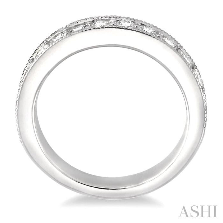 1 Ctw Round Cut Diamond Wedding Band in 14K White Gold