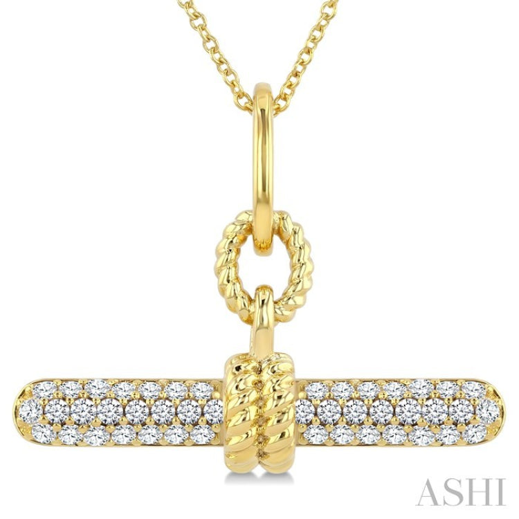1/3 Ctw Round Cut Diamond T-Bar Fashion Necklace in 10K Yellow Gold
