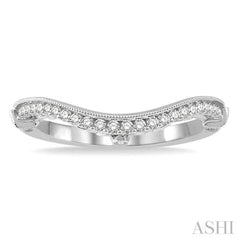 1/4 Ctw Ethnic Milgrain Curve Round Cut Diamond Wedding Band in 14K White Gold