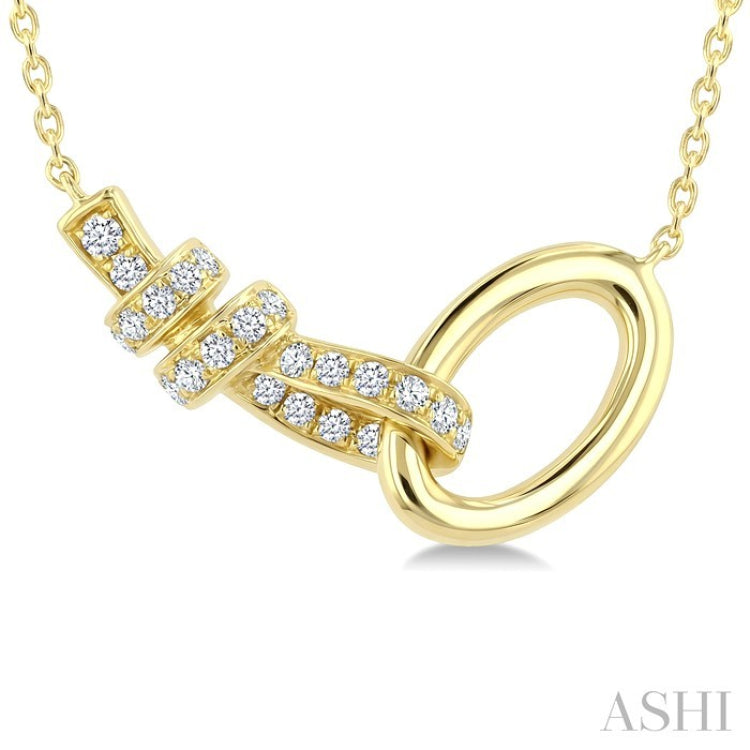 1/8 Ctw Interlock Round Cut Diamond Fashion Pendant With Chain in 10K Yellow Gold