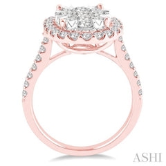 2 Ctw Oval Shape Diamond Lovebright Ring in 14K Rose and White Gold