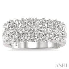 1/3 Ctw Lattice Marquise & Princess Mounts Round Cut Diamond Band in 14K White Gold