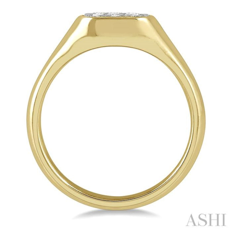 1/2 Ctw Cushion Shape Lovebright Diamond Ring in 14K Yellow and White Gold