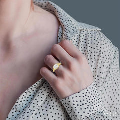 1/2 Ctw Cushion Shape Lovebright Diamond Ring in 14K Yellow and White Gold