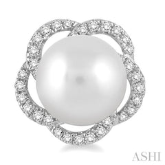 7 MM Cultured Pearls and 1/5 Ctw Round Cut Diamond Earrings in 14K White Gold