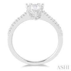 1/3 Ctw Pear Shape Round Cut Diamond Fashion Ring in 14K White Gold
