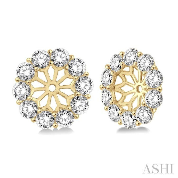 1 1/2 Ctw Round Cut Diamond Earrings Jacket in 14K Yellow Gold