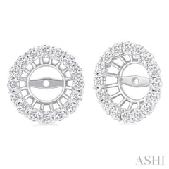 1 1/4 Ctw Round Cut Diamond 8MM Round Earrings Jacket in 14K White Gold