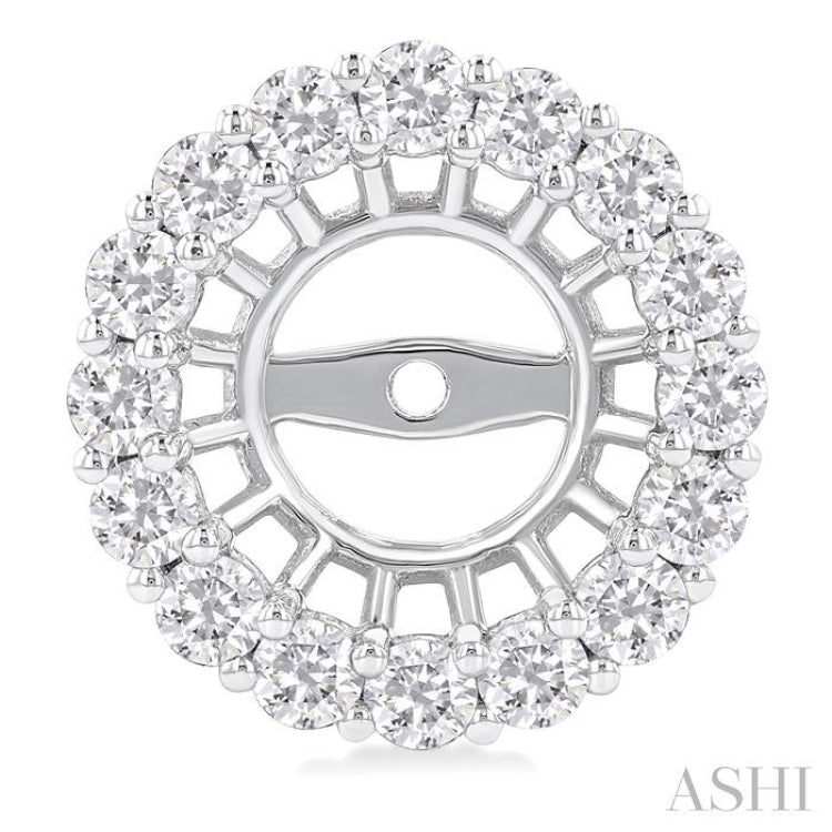 1 1/4 Ctw Round Cut Diamond 8MM Round Earrings Jacket in 14K White Gold