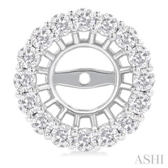 1 1/4 Ctw Round Cut Diamond 8MM Round Earrings Jacket in 14K White Gold