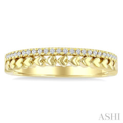 1/10 Ctw Heart Shape Bead Round Cut Diamond Fashion Petite Band in 10K Yellow Gold