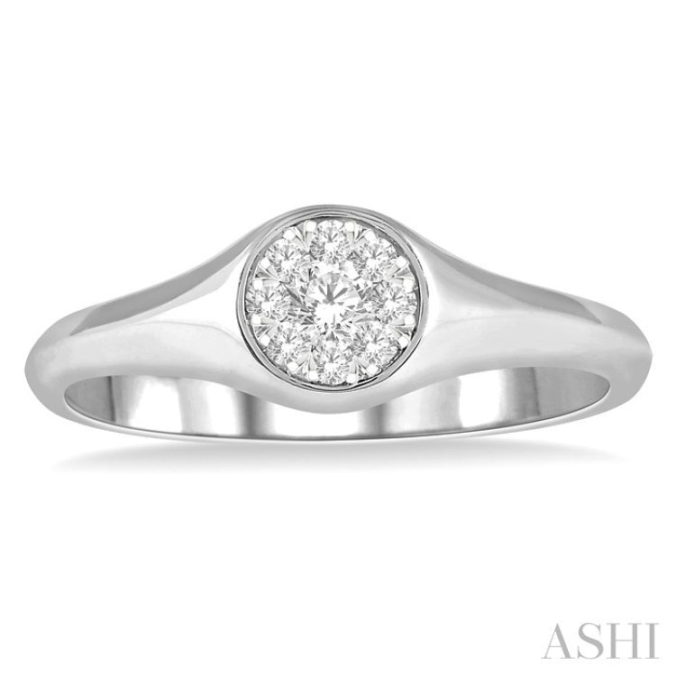 1/6 Ctw Round Shape Lovebright Diamond Ring in 14K White Gold