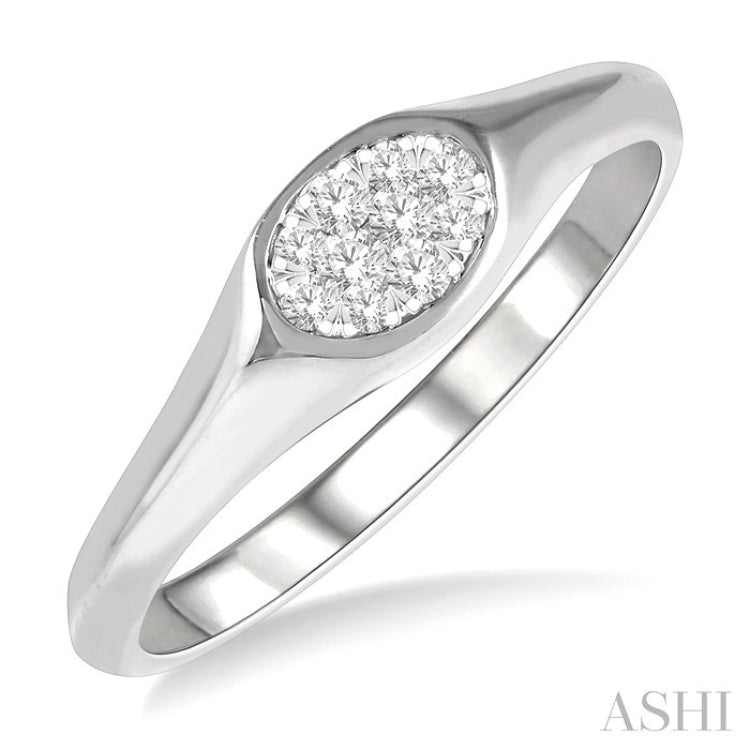1/8 Ctw Oval Shape Lovebright Diamond Ring in 14K White Gold