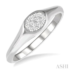 1/8 Ctw Oval Shape Lovebright Diamond Ring in 14K White Gold