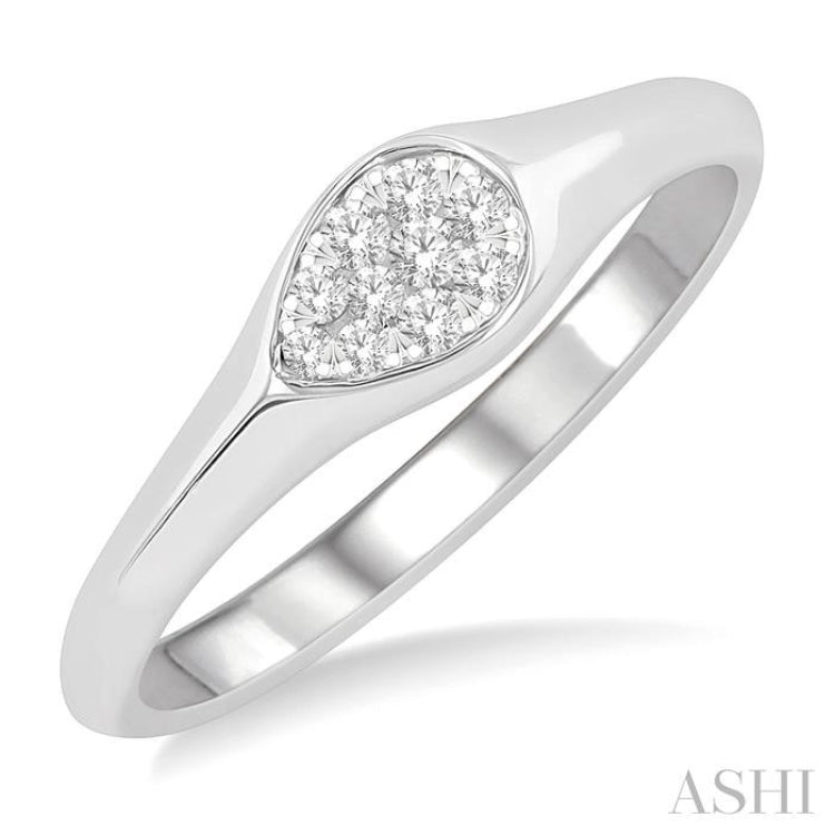 1/10 Ctw Pear Shape Lovebright Diamond Ring in 14K White Gold