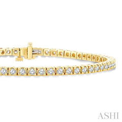 2 Ctw Square Shape Round Cut Diamond Tennis Bracelet in 14K Yellow Gold