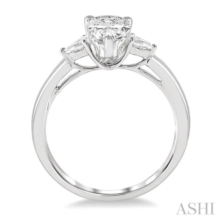 3/4 Ctw Pear Cut Diamond Ladies Engagement Ring With 1/2 Ct Pear Cut Center Stone in 14K White Gold