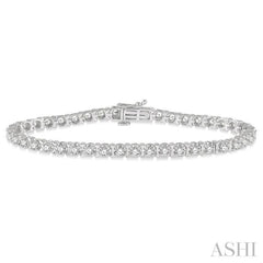 3 Ctw Round Cut Diamond Tennis Tulip Bracelet in 14K White Gold