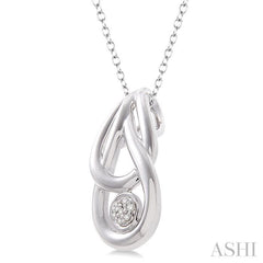 1/50 Ctw Round Cut Diamond Fashion Pendant in Sterling Silver with Chain
