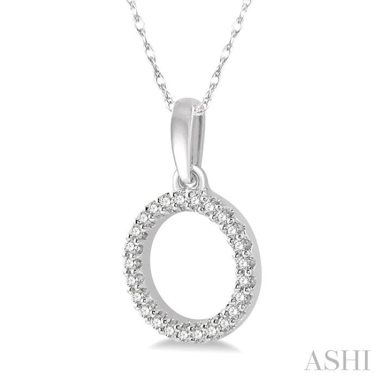 1/10 Ctw Hollow Cut Circle Round Cut Diamond Petite Pendant With Chain in 10K White Gold