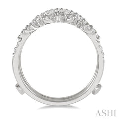 1/2 Ctw Pod Accent Crown Round Cut Diamond Insert Ring in 14K White Gold