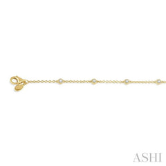 1/4 Ctw Circular Mount Round Cut Diamond Station Bracelet in 14K Yellow Gold