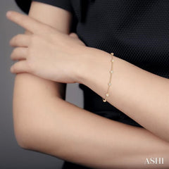 1 Ctw Circular Mount Round Cut Diamond Station Bracelet in 14K Yellow Gold