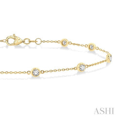 1/2 Ctw Circular Mount Round Cut Diamond Station Bracelet in 14K Yellow Gold
