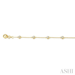 1/2 Ctw Circular Mount Round Cut Diamond Station Bracelet in 14K Yellow Gold