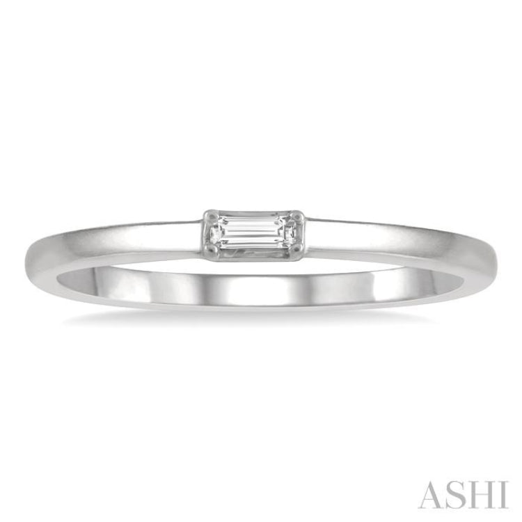 1/20 Ctw Baguette Diamond Stackable Petite Fashion Ring in 10K White Gold