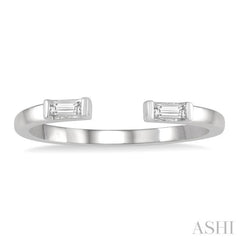 1/10 Ctw Open Center Petite Baguette Diamond Stackable Ring in 10K White Gold