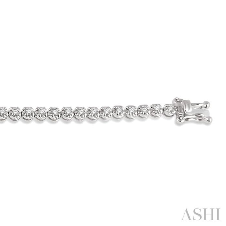 1 Ctw Round Cut Diamond Illusion Tennis Bracelet in 10K White Gold