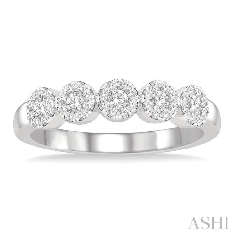 1/3 Ctw 5-Stone Lovebright Round Cut Diamond Band in 14K White Gold