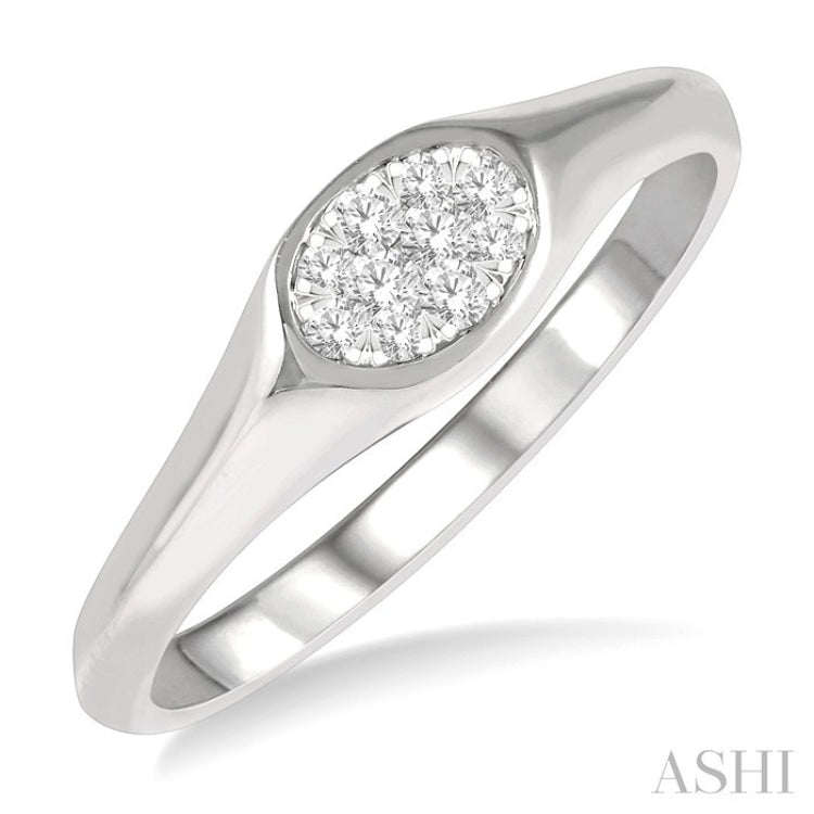 1/8 Ctw Oval Shape Lovebright Diamond Ring in 14K White Gold