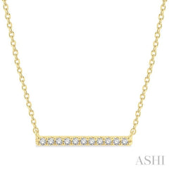 1/8 Ctw Bar Round Cut Diamond Petite Necklace in 10K Yellow Gold