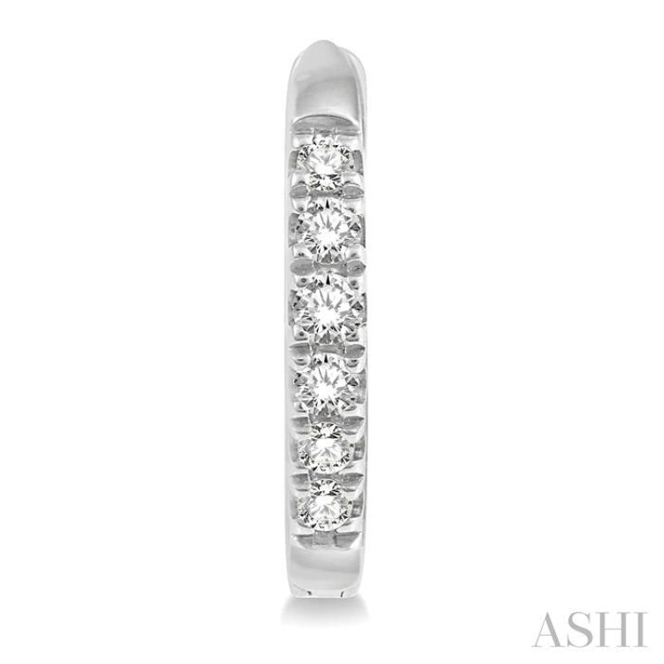 1/8 Ctw Round Cut Diamond Huggie Petite Earrings in 14K White Gold